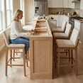 thumbnail image 2 of Guyou 26" Counter Height Bar Stools Set of 4, Modern Linen Upholstered Barstools, Rustic Farmhouse Wooden Kitchen Island Chairs with Backrest and Footrest for Dining Room Home Bar Patio Club, Beige, 2 of 10