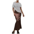 thumbnail image 3 of LIaqionyy Women's Satin Maxi Skirt High Waisted Elegant Work Elastic Waistband Casual a Line Party Skirts, 3 of 6
