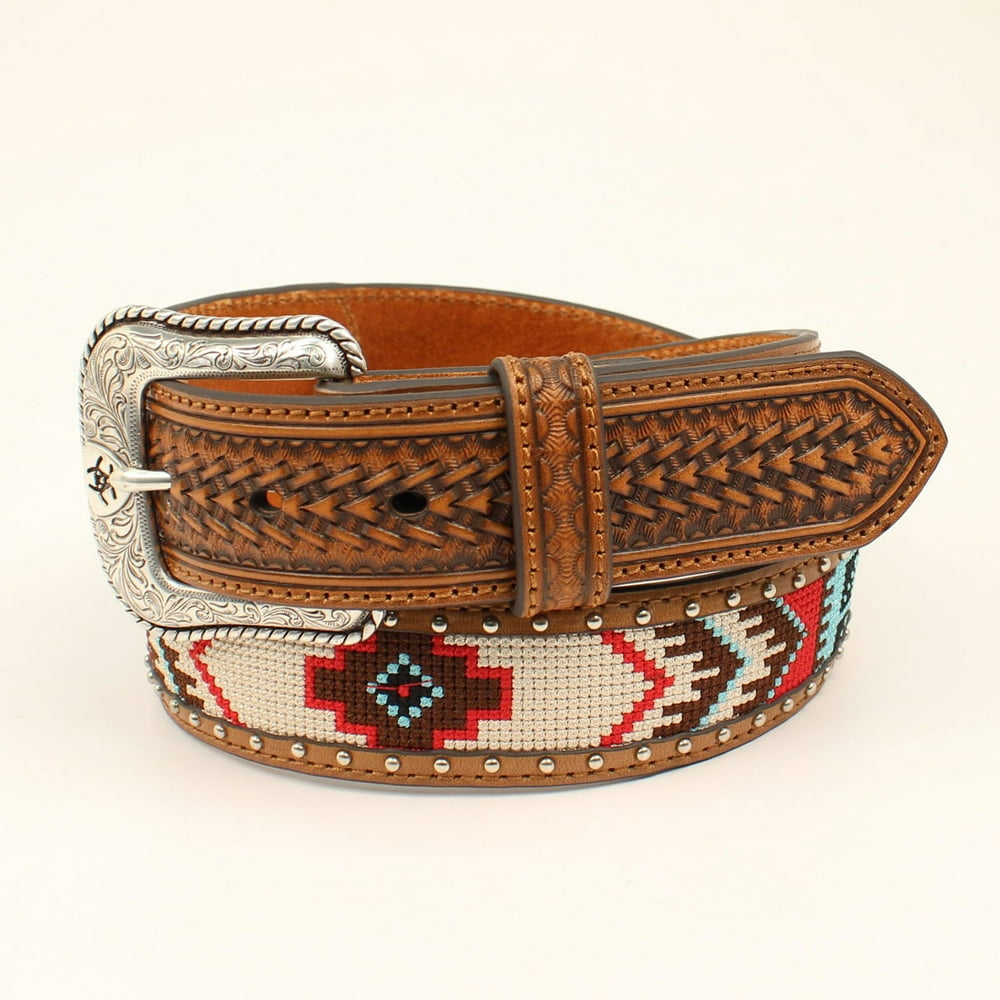 Ariat Ariat A103329742 Mens Basket Weave Beaded Belt Multi Color