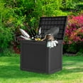 thumbnail image 4 of Dextrus 32 Gallon Deck Box, Indoor Outdoor Storage Box for Patio Furniture, Pool Accessories, Garden Tools, Sports Equipment, Waterproof Resin Rattan with Lockable Lid and Side Handles (Black), 4 of 5