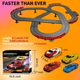 thumbnail image 3 of Slot Car Race Track Set with 4 Light-Up Cars, 2 Speed Adjustable Steering Wheel Controllers, 16.7ft Track with Overpass, Lap Counter, Dual Power Mode, Gift for Boys Girls Age 8+, 3 of 7