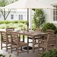 thumbnail image 3 of SERWALL Outdoor HDPE Dining Table Set, 7‑Piece Patio Dining Set with 6 Armless Chairs & Umbrella Hole, Brown, 3 of 8