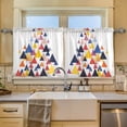 thumbnail image 2 of Yayeee Kitchen Curtains Tier Set of 2 Light Filtering 57"x36" Over Sink Window Panels, White Abstract Triangles, 2 of 7