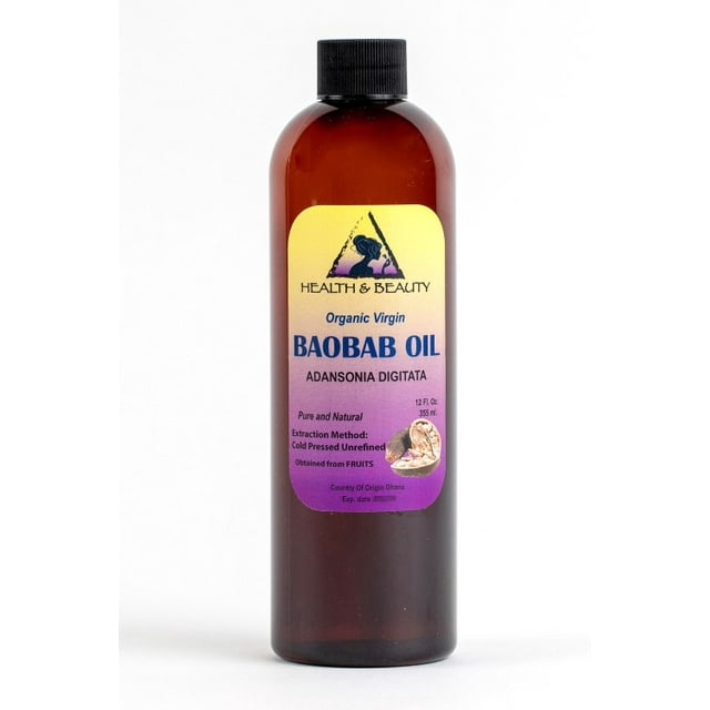 Huile de Baobab Non Raffinée Biologique extra Vierge Pressée à Froid prime Fraîche pure 12 oz