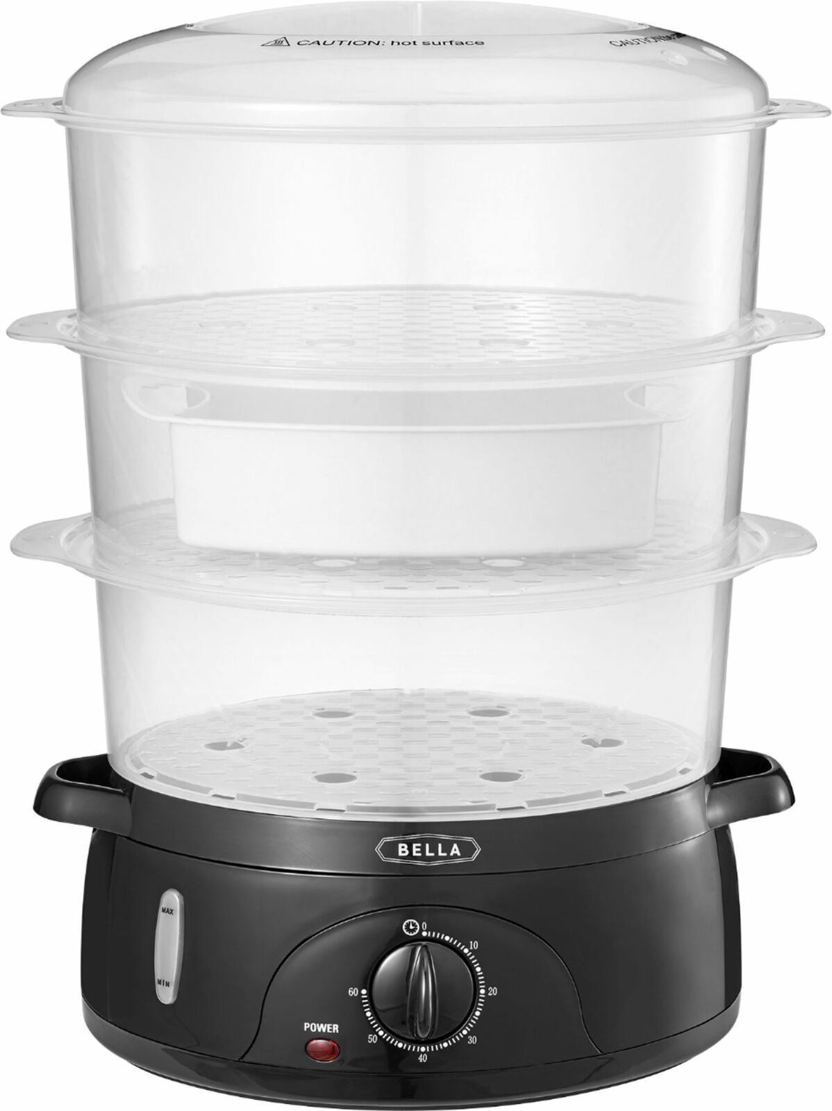 Bella 9.5Qt. 3Tier Food Steamer BlackClear