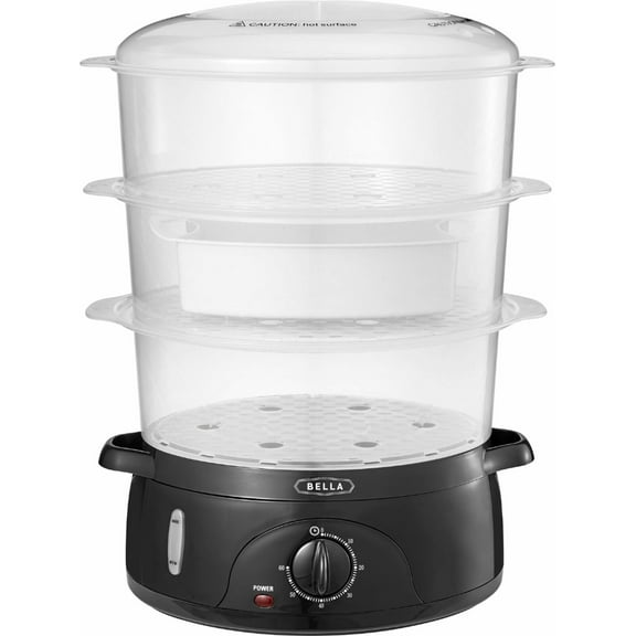 Bella - 9.5-Qt. 3-Tier Food Steamer - BlackClear