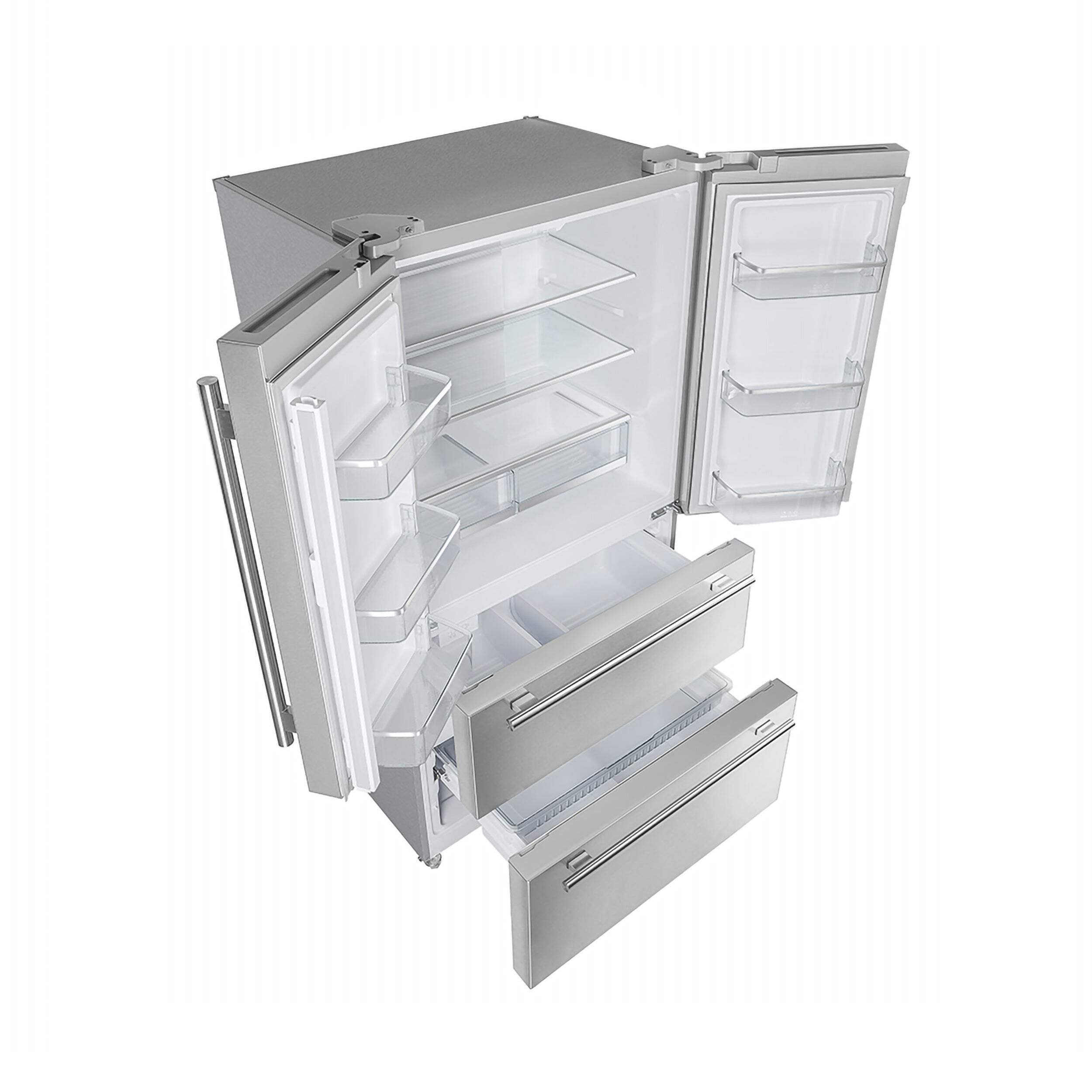 FORNO Premium 3-Piece Kitchen Bundle - Galiano 36" Gas Range, 36" French Door Refrigerator, 24" Built-In Dishwasher