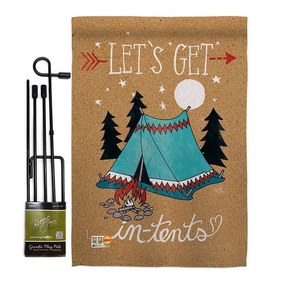 Breeze Decor BD-HB-GS-109067-IP-BO-D-US18-WA 13 x 18.5 in. Adventure in Tents Interests Hobbies Impressions Decorative Vertical Double Sided Garden Flag Set with Banner Pole