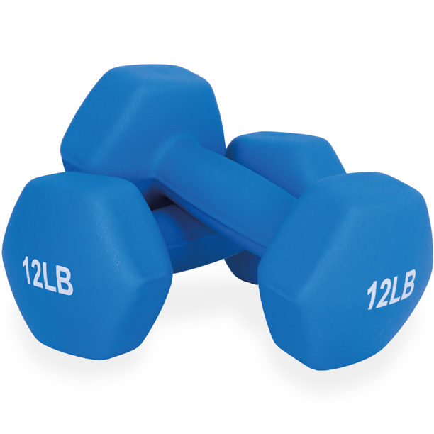 Set de 2 Mancuernas X-Rush Hexagonales 12 lb (24 lb) con Recubrimiento de Neopreno Azules