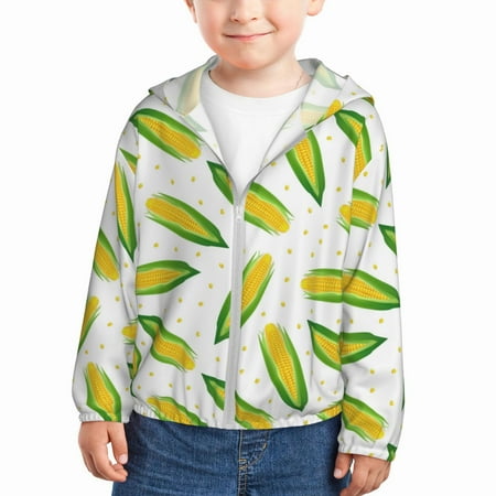 

Vsdgher Corns Kids Sun Protection Hoodie with Zip Rash Guard Tops Children s Long Sleeve Sun Protection Clothing - 3 Years