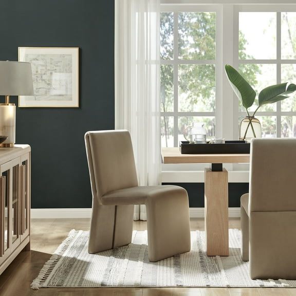 Modway Emory Upholstered Performance Velvet Dining Side Chair in Taupe by Modway