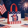 thumbnail image 6 of chaungfeng 12 Pack American Flag Gift Bags, 4th of July Patriotic Stars and Stripes Reusable Totes Non Woven Candy Totes for Independence Day Birthday Party Supplies(7.9" x 7.9" x 3.5"), 6 of 7