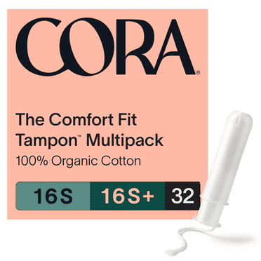 Cora Compact Applicator Tampons, 100% Organic Cotton, Super/Super+, 32 Count