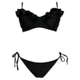 thumbnail image 1 of Traje de Baño Ocean Pacific para Mujer Bikini con Varilla en Top, Escote con Holanes y Tela Brillante Negro Talla G 2 Piezas, 1 of 4