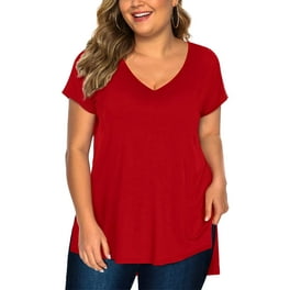 Womens Plus Size Cotton Lace-Hem Top, Black, Size 1X - Walmart.com