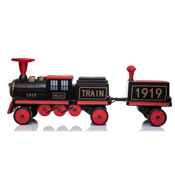 VOLTZ TOYS Additional Passenger Carriage for 12V Electric Ride-On Train, Detachable Extension Toy Wagon Trailer with Under-Seat Storage, All-Terrain Wheels, Black