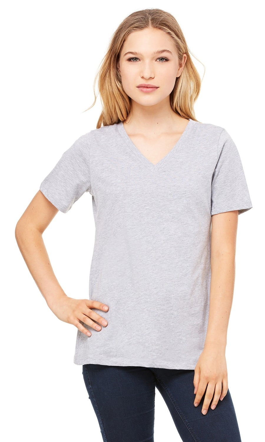 BELLA+CANVAS - The Bella + Canvas Ladies Relaxed Jersey Short Sleeve V-Neck T-Shirt - ATHLETIC 