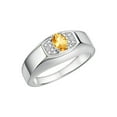 thumbnail image 4 of Rylos  Sterling Silver Classic 6X4MM Oval Citrine & Sparkling Diamond Ring - Birthstone Jewelry for Men -Size 11, 4 of 7