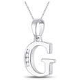 thumbnail image 2 of 10kt White Gold Womens Round Diamond G Initial Letter Pendant 1/20 Cttw, 2 of 2