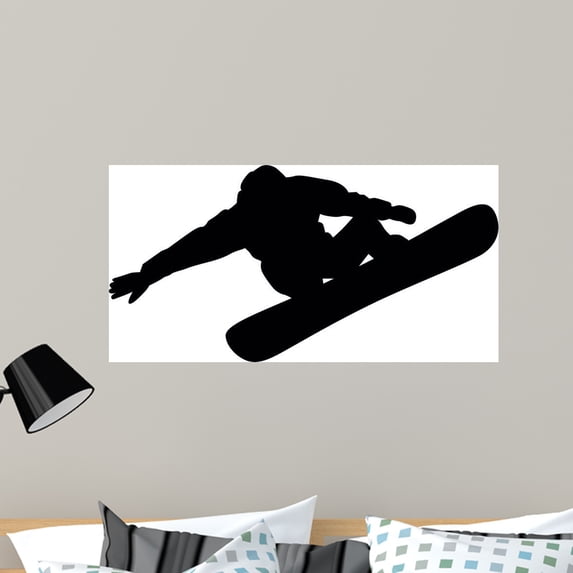 Snowboarding Silhouette Wall Decal by Wallmonkeys Peel and Stick Graphic (36 in W x 18 in H) WM316031
