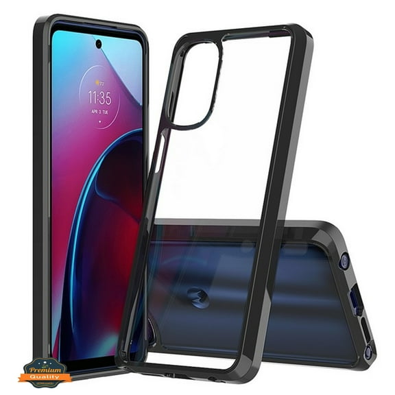 For Motorola Edge Plus 2023 Crystal HD Clear Back Panel TPU Bumper Frame Hybrid Thin Slim Hard Shockproof Defender Phone Case Cover by Xpression - Black