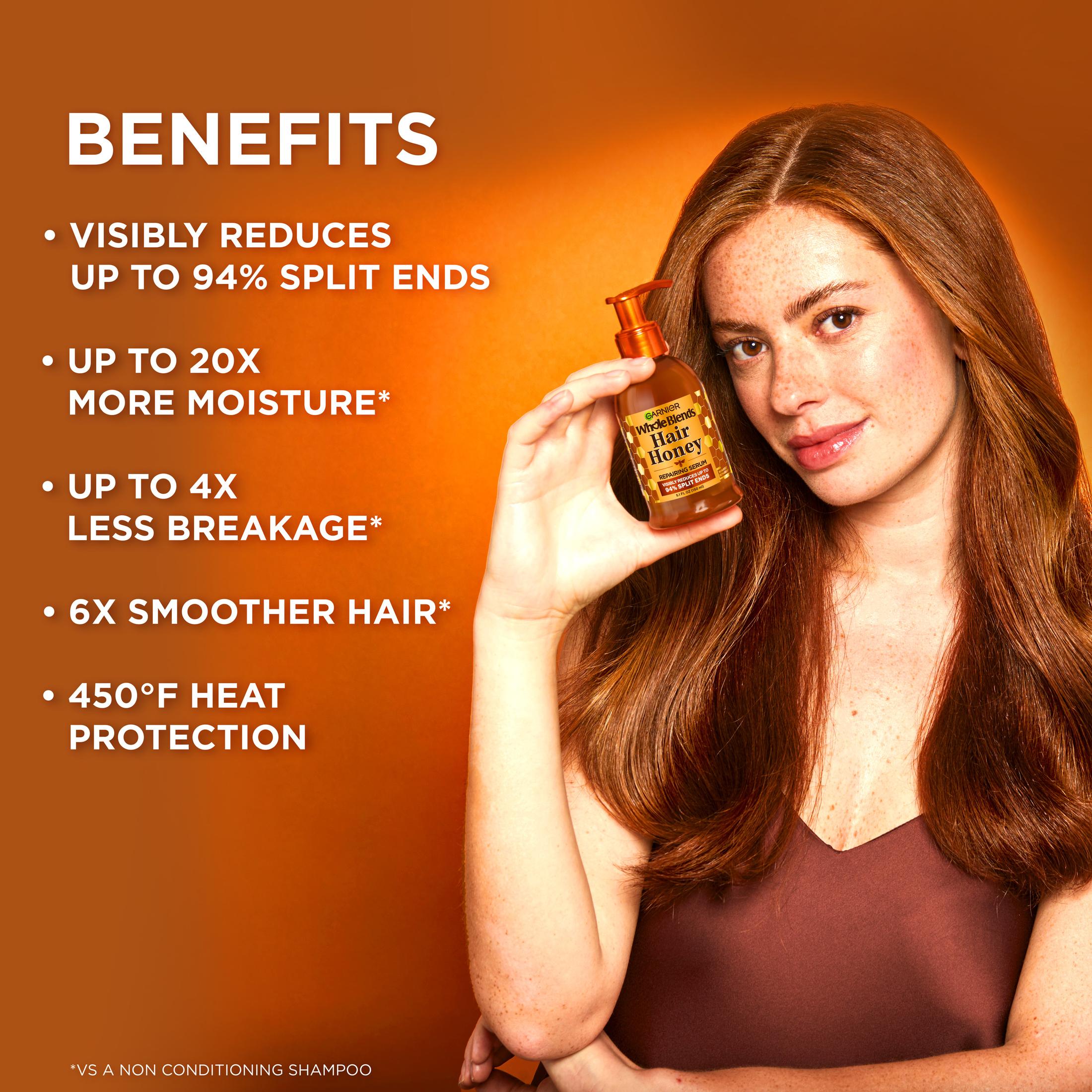Garnier Whole Blends Honey Treasures Hair Honey Repairing Leave In Serum, 5.1 fl oz - image 4 of 12
