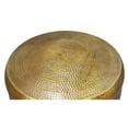 thumbnail image 7 of 32 Inch Artisanal Round Drum Coffee Table Hammered Embossed Texturing Aluminum Antique Brass - Saltoro Sherpi, 7 of 7