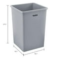thumbnail image 5 of HOMEZY-US Square Plastic Garbage Can, 35 Gallon Capacity, Indoor/Outdoor Rated, 19-1/2"W x 19-1/2"D x 27-4/5"H, Utility Trash Can, No Lid, Gray, 5 of 10