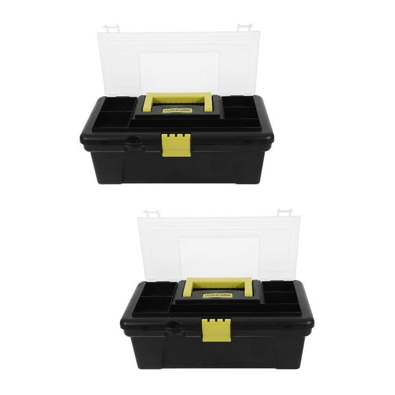 2pcs Heavy Duty Plastic Tool Box Household Tools Organizer Storage Box with Handle