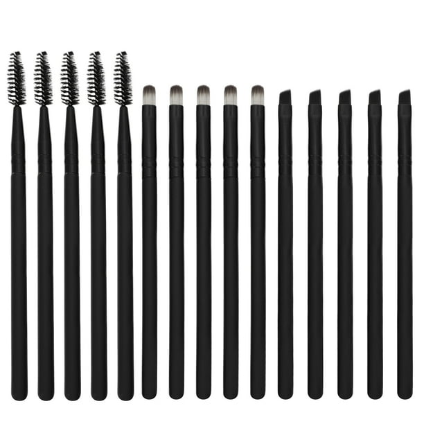 15pcs Pinceles de maquillaje práctico cepillos cejas cepillos de labios pinceles de pestañas negro