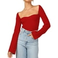 thumbnail image 1 of ORUYROP Pull pour Femmes Col Cœur Bustier Côtelé Corset Tricoté Manches Longues, 1 of 7