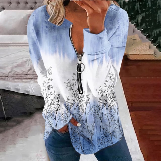 Chandails à Capuchon Mode pour Femmes 2023 Hauts Automne Manches Longues Chandail Ample Chemise Chic Décontractée Chandails à Col Rond pour Dames Rabais de 50 % Liquidation Costumes d'Halloween/Noël