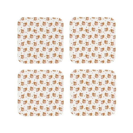 

Matuu Squirrel And Rose for Cup Coasters Set of 4 Leather Coasters Desk Coasters for Office Measures 4” x 4”-Square