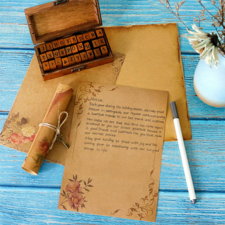 A5 Letter Paper Stationery Paper Vintage Design Double Sided for Letter Writing, Size: Style 8