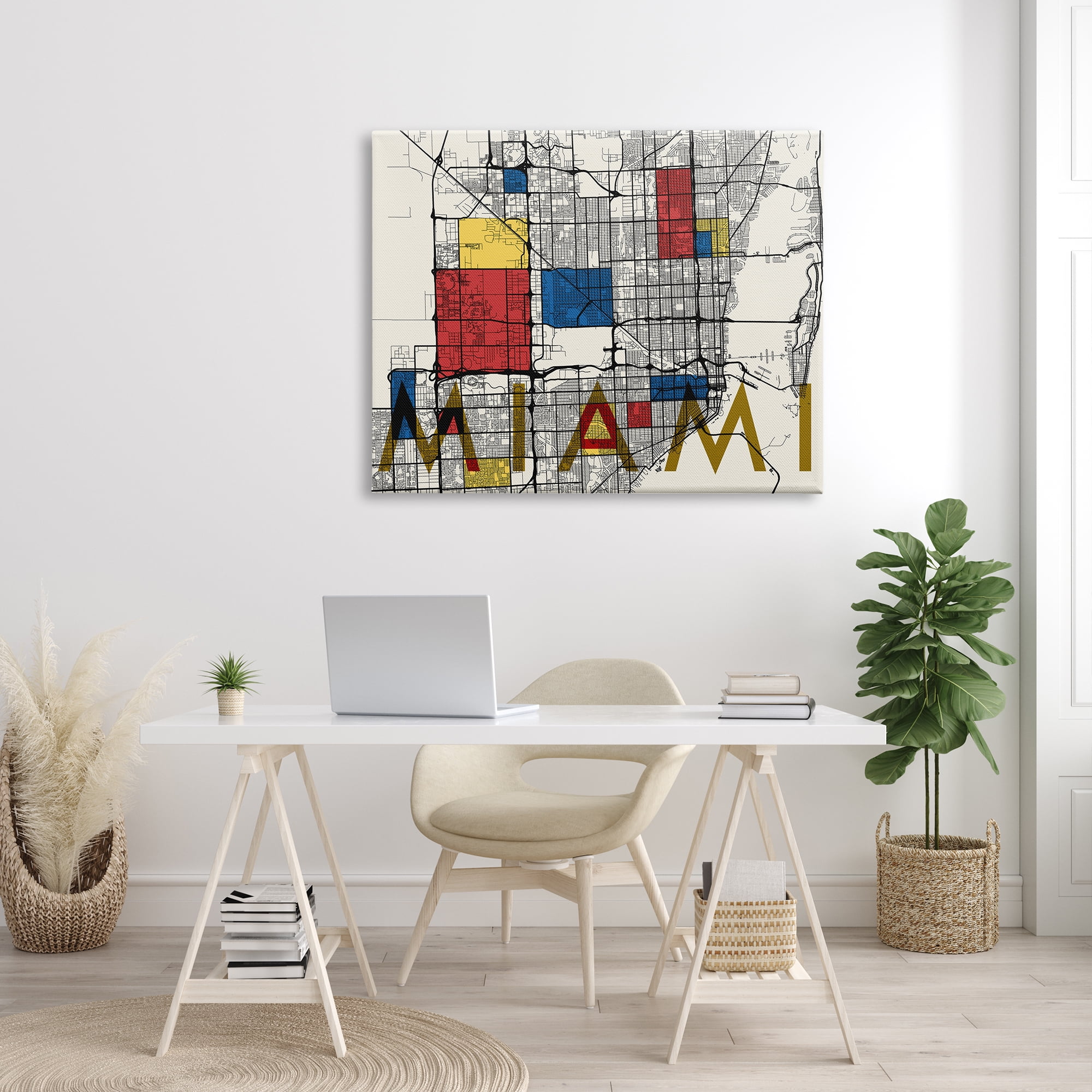 Stupell Industries Miami City Street Grid Abstract Block Shape Inspiration, 48 x 36, Design by Daphne Polselli