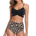 thumbnail image 1 of Conjunto de bikini de cintura alta de dos piezas para mujer, trajes de baño con push-up, cuello halter, parte inferior con control de abdomen, trajes de baño, 1 of 5