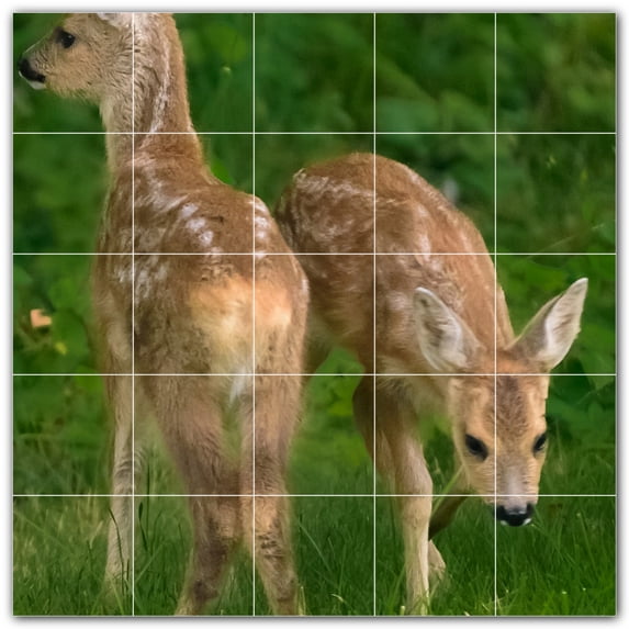 Picture-Tiles.com: Deer Ceramic Tile Wall Mural WAL500434-55XL. 60"W x 60"H using (25) 12" x 12" Ceramic Tiles-Satin Finish