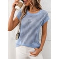 thumbnail image 3 of jinghuiyue Women's Crewneck Sweater Vest Hollow Out Cap Short Sleeve Knit Crochet Shirts Beach Cover Up Summer Pullover Tops XL, 3 of 7