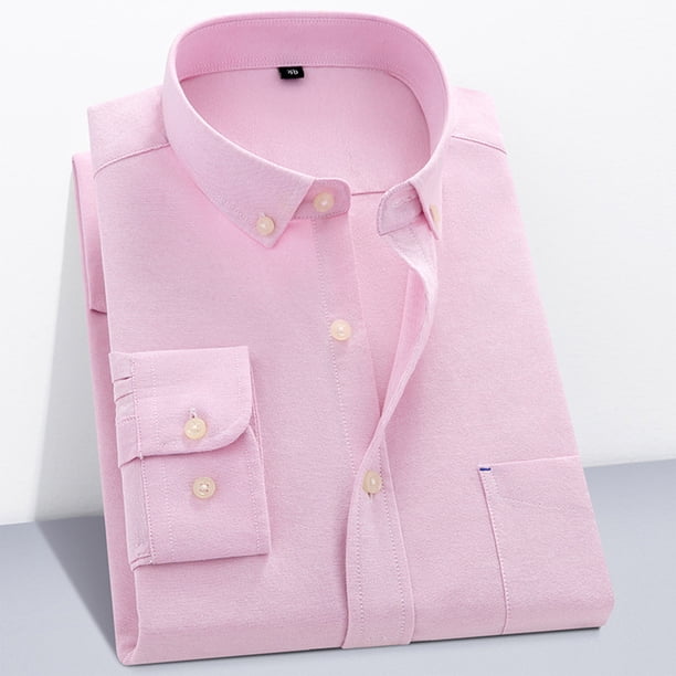 Blusa y camisa de manga larga con cuello vuelto para hombre, camisa informal de negocios a la moda con botones de color liso y cómoda, top de algodón para hombre