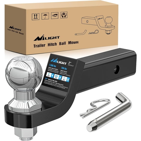 Nilight Trailer Hitch Ball Mount with 2-5/16Inch Trailer Ball & 5/8" Hitch Pin Clip Fits 2-Inch Receiver 7500 lbs 2" Drop