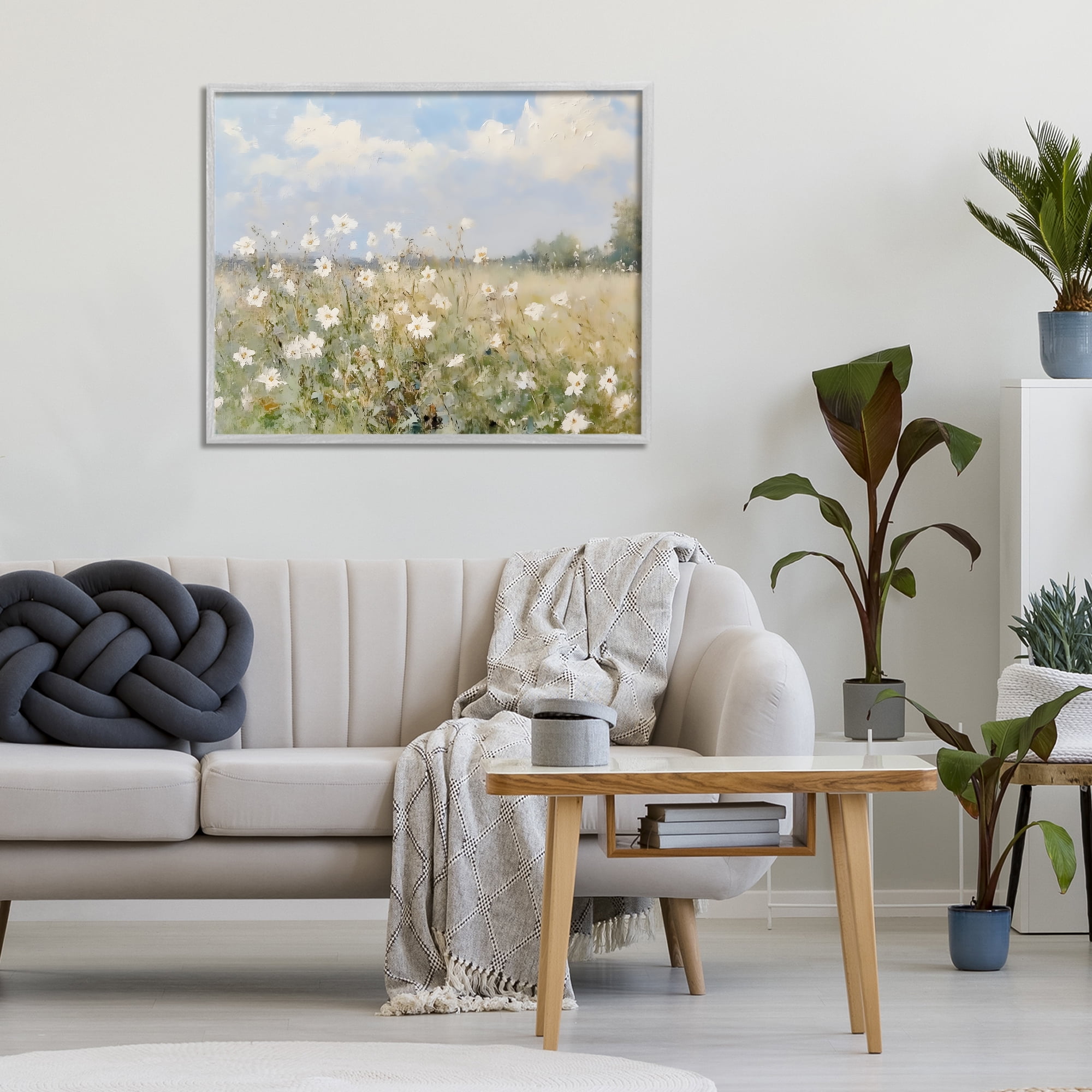Stupell Industries Neutral Wildflower Field in Bloom Gray Framed Giclee Art, design by LSR Design Studio