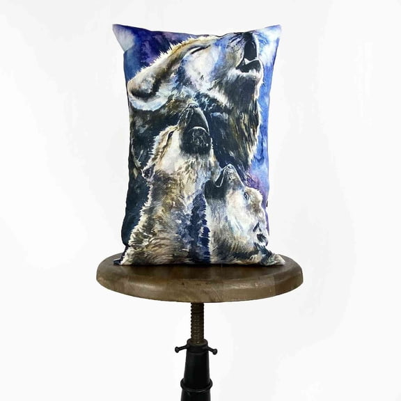 Wolf | Wolf Cubs | Watercolor | Pillow Cover | Wild Animals | Home Decor | Cabin Decor | Room Decor | Throw Pillows | Couch Pillows | Gift