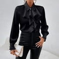 thumbnail image 2 of Womens Vintage Long Sleeve Ruffled Blouse Dressy Casual Button Down Work Office Shirt Basic Business Tops, 2 of 6