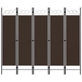 thumbnail image 1 of vidaXL 5-Panel Room Divider Brown 200x180 cm, 1 of 4