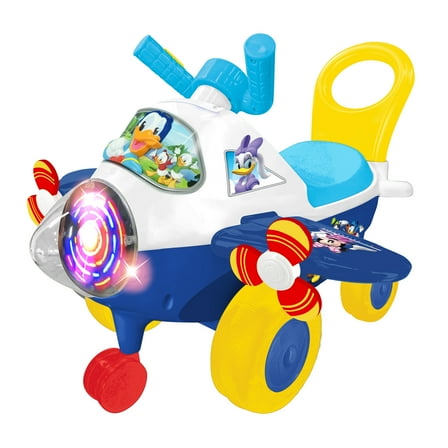 Kiddieland: Activity Plane: Donald Duck - Disney Light & Sound Foot-To-Floor Vehicle, Interactive Dashboard, Propellers, Parent Handle, Toddlers 12mo 