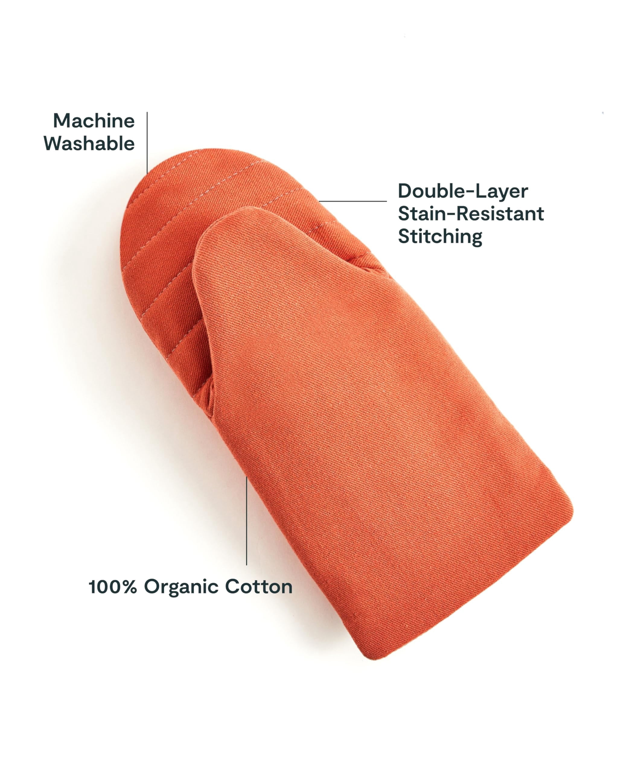 Oven Mitts Cotton Double-layer Stain-resistant Stitching Safe Handling Hot Kitchenware Set 2 Perracotta