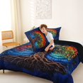thumbnail image 4 of Homewish Colorful Tree Of Life Queen Comforter Set,Vintage Botanical Comforter Sets Queen,Navy Orange,Black Reversible,3pcs,1 Comforter and 2 Pillowcases, 4 of 7