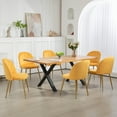 thumbnail image 3 of Newnno Velvet Modern Dining Chairs Set of 2, Upholstered Armless Accent Side Chair with Metal Legs for Kitchen Dining Room, Yellow, 3 of 6