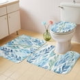 thumbnail image 4 of Blue Green Coral Bathroom Rugs Set Vintage Watercolor Seagrass Ocean Plant Marine Life Non Slip Absorbent Bath Mats 3 Piece Set with Bathroom Rug, U-Shaped Floor Mat, Toilet Seat Cover Large Size, 4 of 9