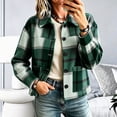 thumbnail image 2 of Enjoytime Fall Jackets for Women Plaid Lapel Collar Button Down Cropped Jacket Trendy Casual Coat Fashion Long Sleeve Outerwear, 2 of 7